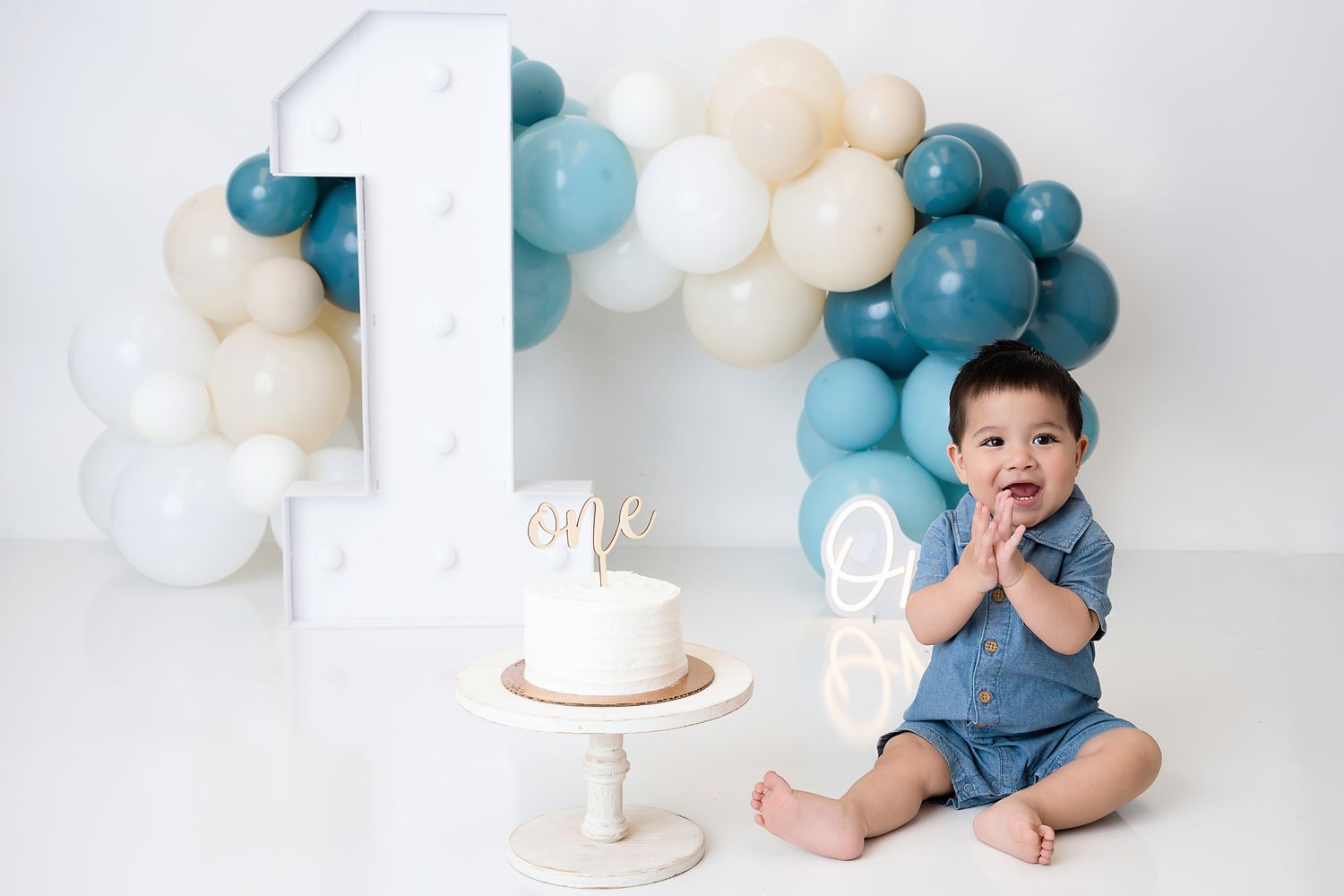 One-year cake smash portrait from the studio portfolio