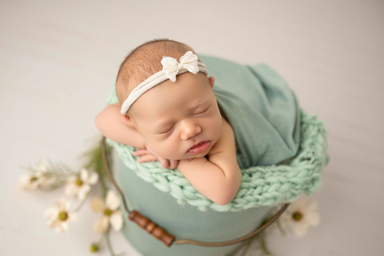 Newborn portrait with textured wrap